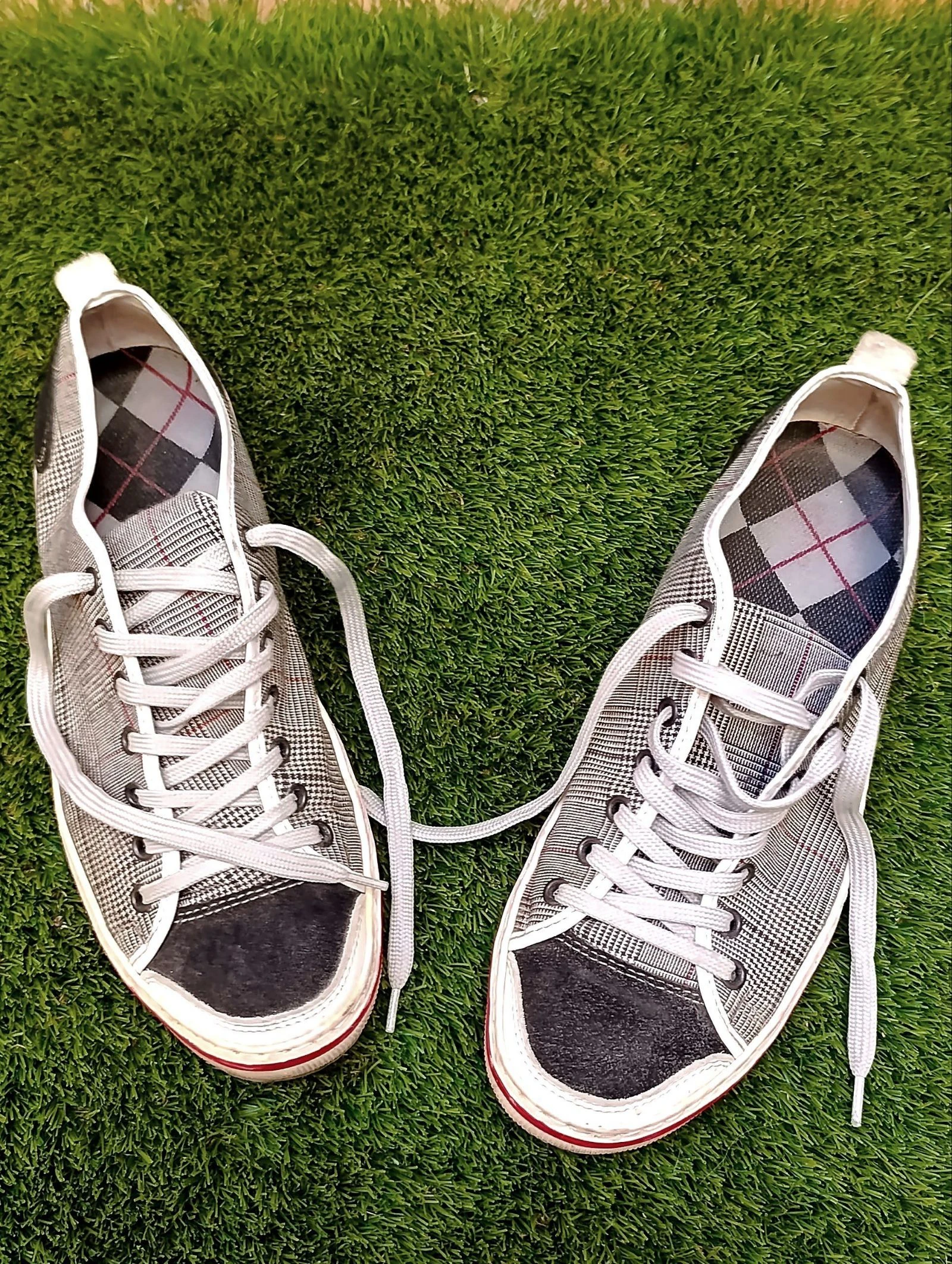 Leren en stoffen sneakers – photo 2